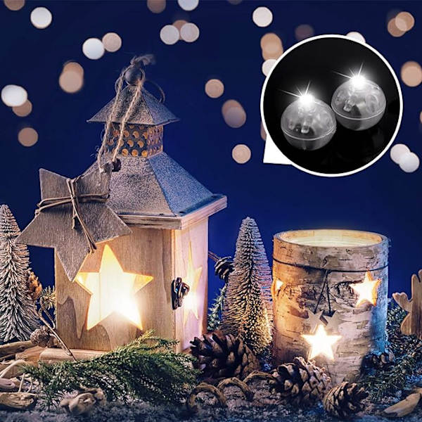 50 stk., varm hvide mini LED-lys, balloner, hvide LED-balloner