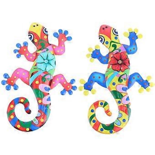 2 stk. Rustfri Jern Gecko Vægdekoration Metal Øgle Ornament til Hjemmehave