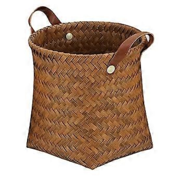 Opbevaringskurv Imitation Rattan Flettet Stor Bæreevne Håndtag Fleksibel Trykbestandig Nem M
