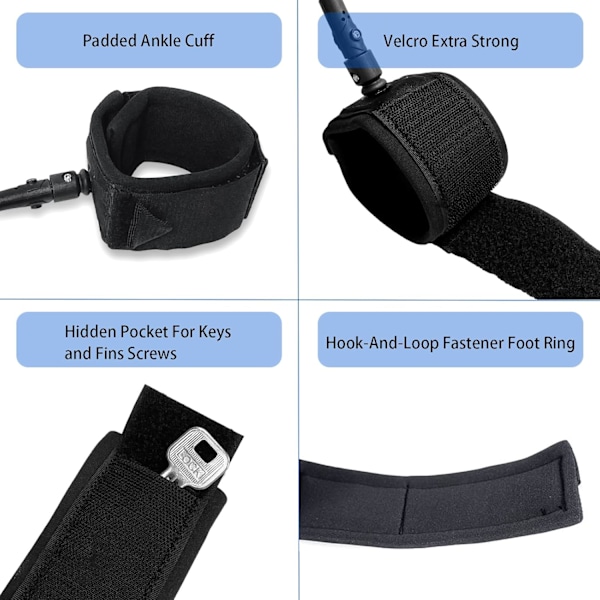 3 meter Surf Leash, 7mm Sup Ankel Gul Leash, Fodline til Paddle