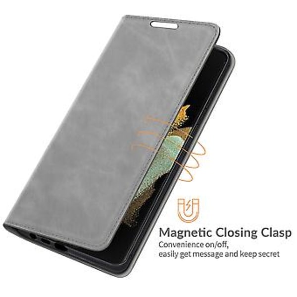 Galaxy S22 Ultra 5G magneettinen nahkainen suojakotelo Grey