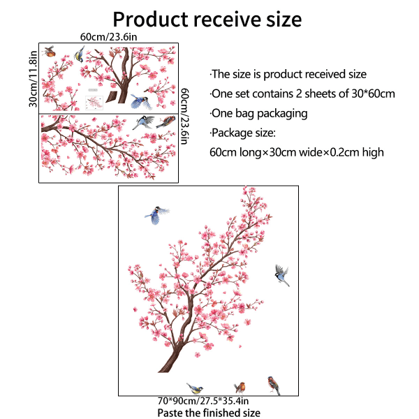 Wall Stickers Stort Blomstertræ Wall Sticker Cherry Blossoms Deco