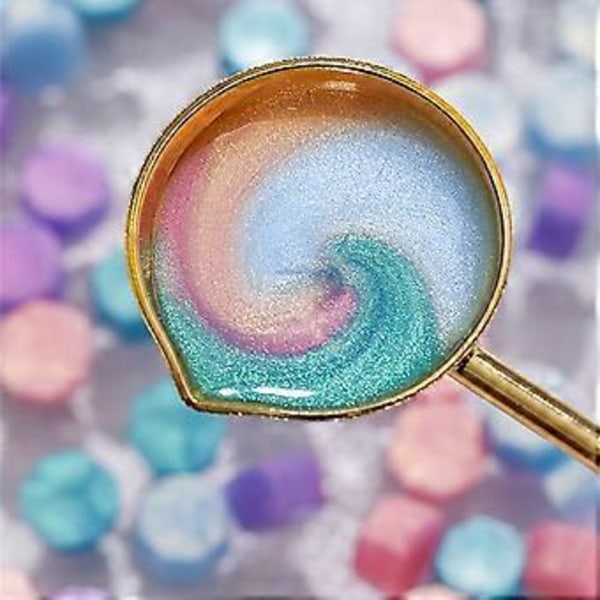 100x/Sæt Forseglingsvoksperler til Kort Kuverter Bryllupsinvitationer Vinpakker Forsegling Glitter Ottekanter Voksforseglingsperler Wave blue