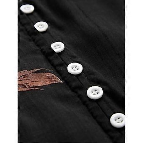 Boheme Dame Kjole med Knapper, Slids og Blomsterprint (style776)