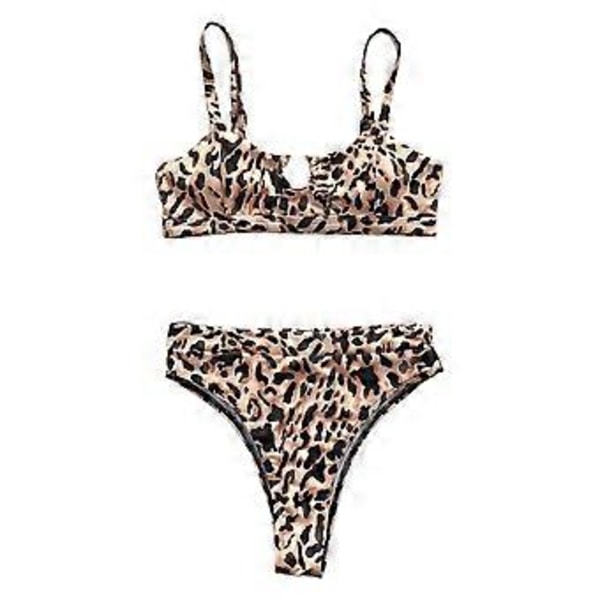 Bikinisett Stroppetopp Høy Talje Brasiliansk Badetøy Strand Reise Bade Drak Tankini (Leopard L) Leopard L