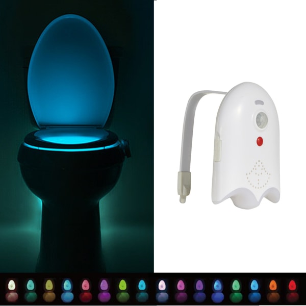 Toalettljus rörelsesensor, nattlampa för toalett, 16-färgsväxling