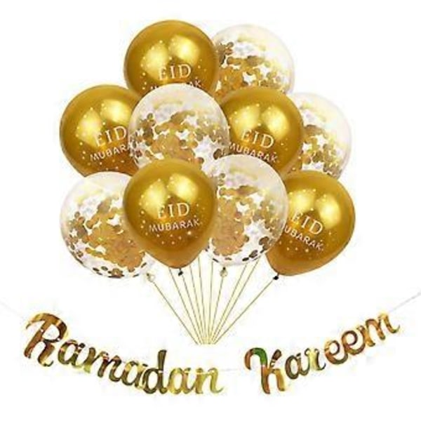 10 stk. Eid Mubarak Latex Ballong Ramadan Kareem Dekorasjon Luft Globos Ramadan Mubarak