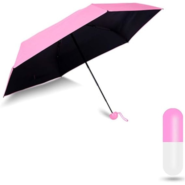 Mini kompakt paraply vindskyddande resor sol & regn med kapselväska