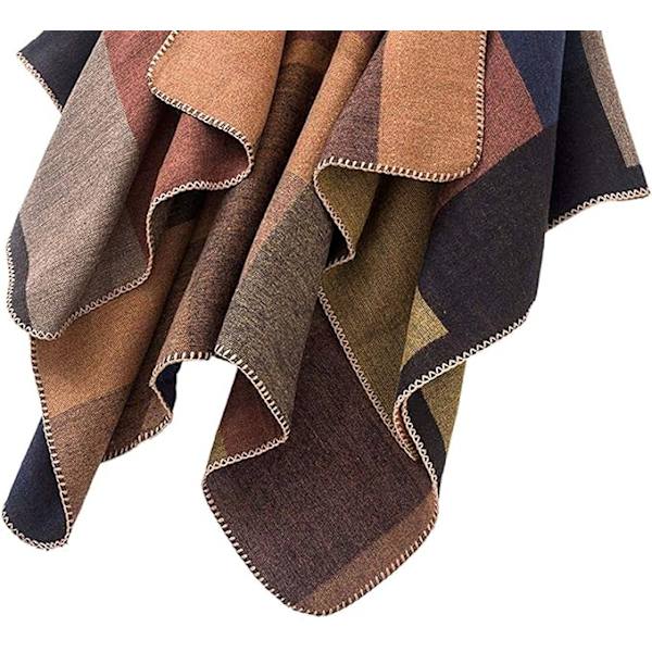 Khaki farge, cape sjal, dame skjerf cape tykk, elegant, varm,