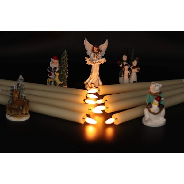 Beige kuoren sarja 6, lyhyt 16,5 cm liekitön kartiomainen kynttilät, wit