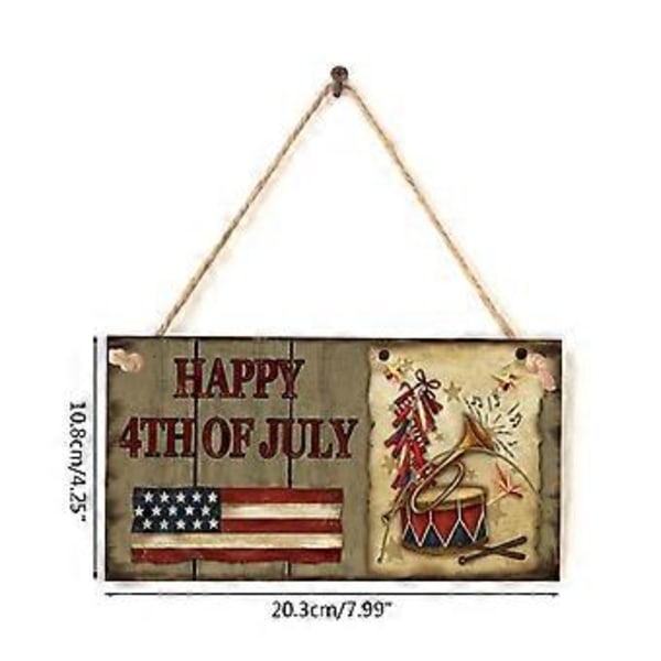 Träplakett för 4 juli Hängande Skylt Väggdekorationer Dörrhängare Amerikansk Självständighetsdag Partydekor (B) B