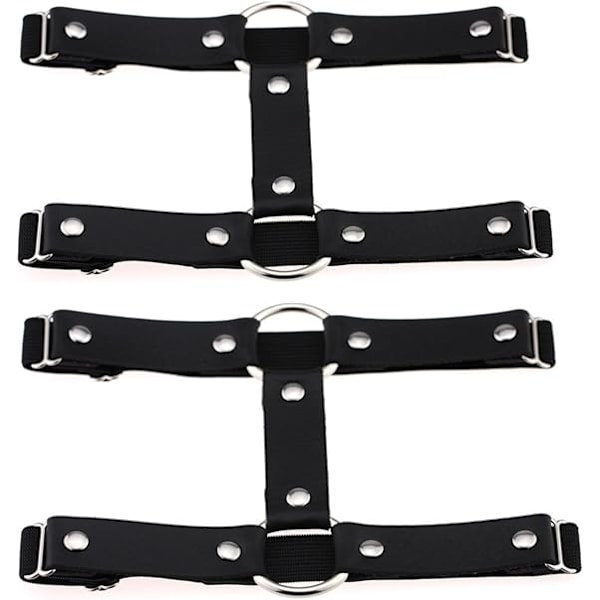 2 st Justerbara Rad Läder Benband Garter Bälte Punk Gothic