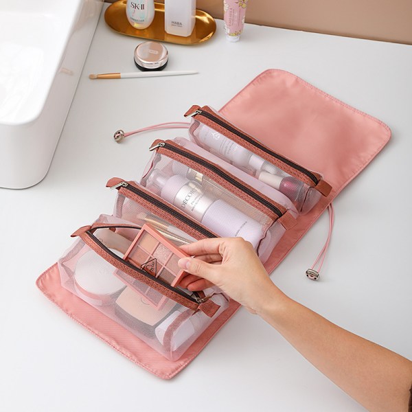 Travel Toiletry Bag, Folded Toiletry Bag, 4 Compartment Travel Ma