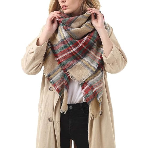 Classic Plaid Scarf with Tassel Women Autumn Winter Warm Soft Thi