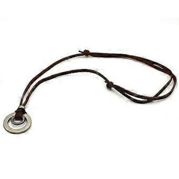 1st Herr Dam Dubbel Ring Justerbar Läder Sladd Halsband Hänge Smycken