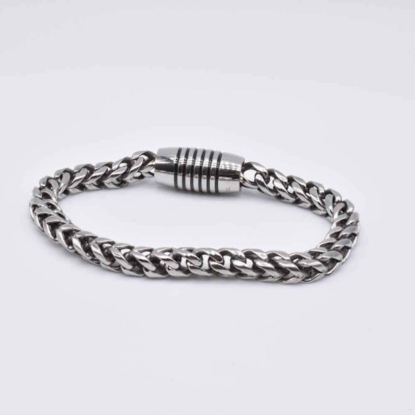 Mænds Armbånd i Rustfrit Stål med Franco Kæde og Magnetisk Spænde