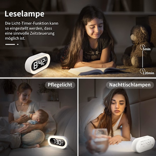 Digital väckarklocka, väckarklocka med ljus, LED nattlampa alarm