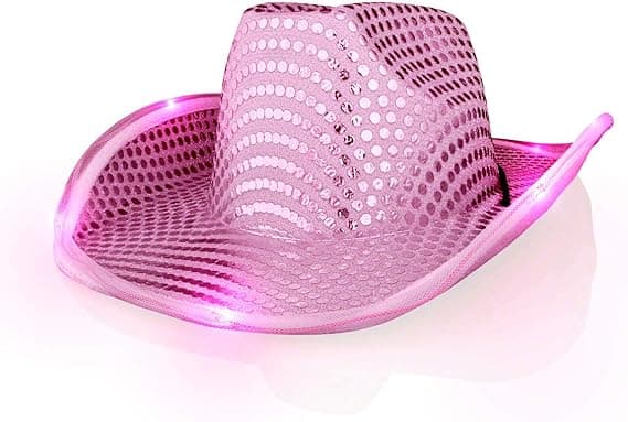 LED Rosa Cowboyhatt med LED-brem