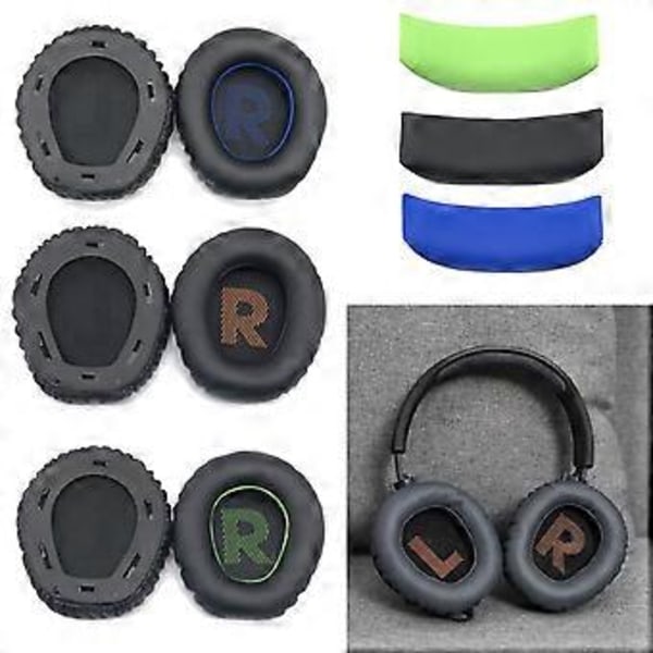 Proteinläder Öronkuddar Öronkuddar Ersättningshuvudband för 350 360 Gaming Headset, Ljudisolerande Skum Svart Black