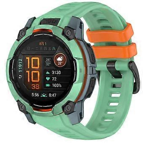 Til Garmin Instinct 3 45mm Urrem 22mm Silikone Udskiftningsrem Rainforest Green + Orange
