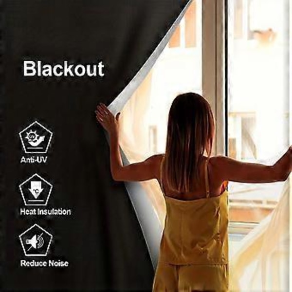 Rese Mörkläggningsgardin Rullgardin Fönster Termisk Isolerad Gardiner Sovrum Barnkammare Svart Gardin DIY Fönsterskydd för Sovsal 145x100cm 145x100cm