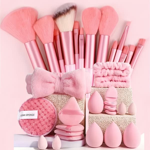 Makeup værktøjer, beauty sponge blød puff 33-dele sæt, Pink Pink 33-piece set