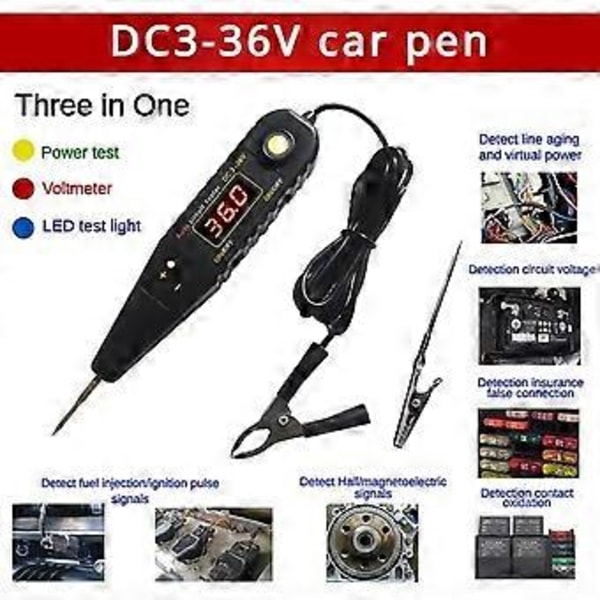 DC 0-36V Automatisk Krets Testare Fordon Puls Sensor Signal LED Ljus Test Penna Sond Bil Ström Voltmeter