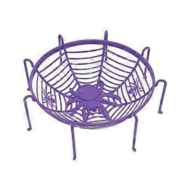 Trick or Treats Slik Frugtkurve Halloween Edderkoppespind Form Frugtholder Bordservice Edderkoppenet Skål Hjemmefest Forsyning Lilla Purple