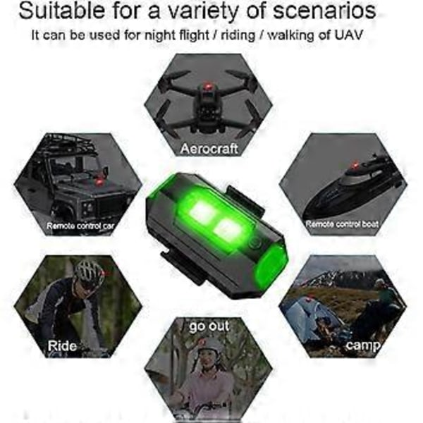 LED Fly Strobe Lys, Mini Drone Strobe Lys, Drone Anti-kollisionslys, Multifunktionel Lommelygte til RC Motorcykel Bil, Udendørs Cykel