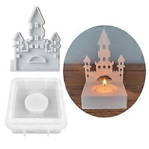 Silikonformar Betong Snöhus Ljusstakar Resinformar Slott Hus Ljushållare Formar DIY Gjutform 2 Style A 2
