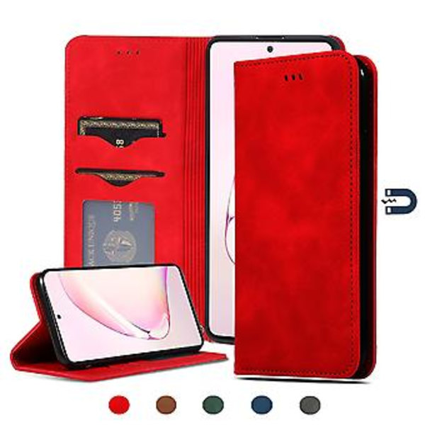Samsung Galaxy Note 10 Lite/A81 -puhelimen nahkakotelo yrityskäyttöön Red