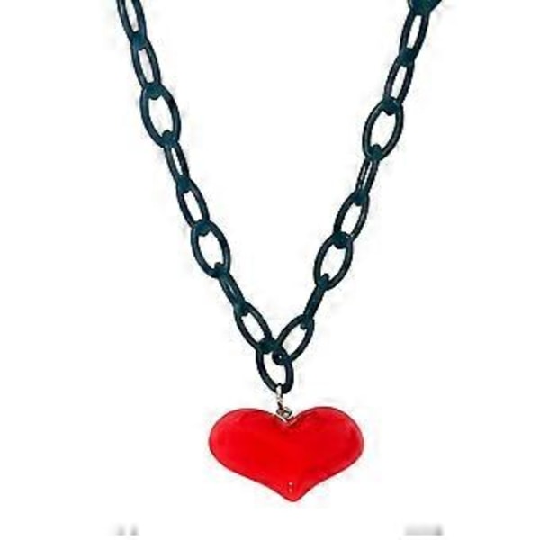 Hieno punainen sydänkaulakoru Hip-Hop Crystal Love Heart Charm Solisluuketju Ainutlaatuinen Y2K Musta ketjukaulakoru Syntymäpäiväkoriste