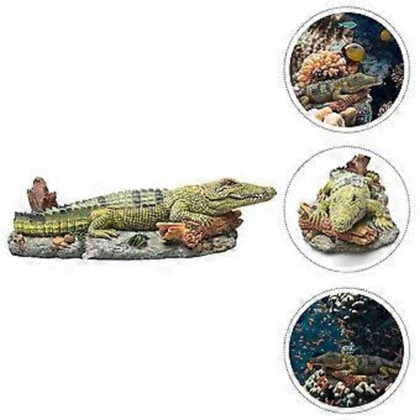 Akvarium Krokodilleformet Dekor Akvarium Landskabsdekoration Harpiks Fisketank Ornament
