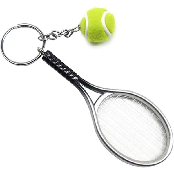 Sølv-Mini Tennis Racket Nøkkelring，Mini Tennis Anheng Sports Ca