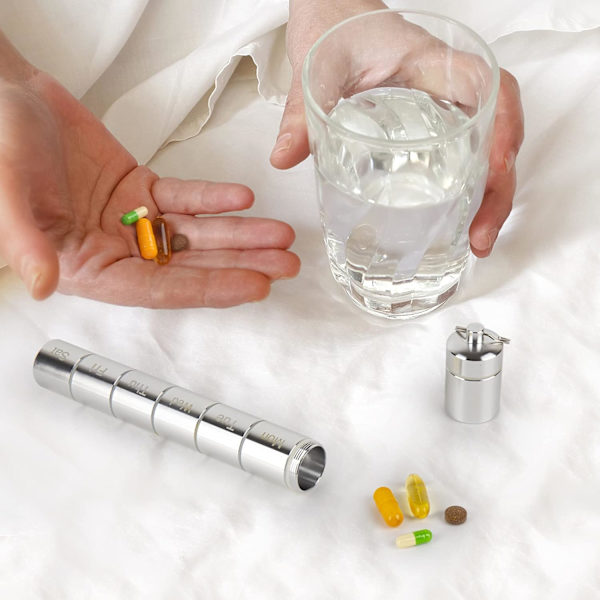 Metall Pill Box Organizer , 7 Day Pill Organizer, Waterproof Emerg