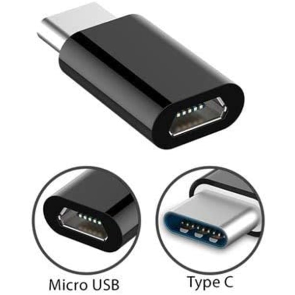 Vit Svart 6st Micro USB till USB - C Konvertera Huvudtyp Android