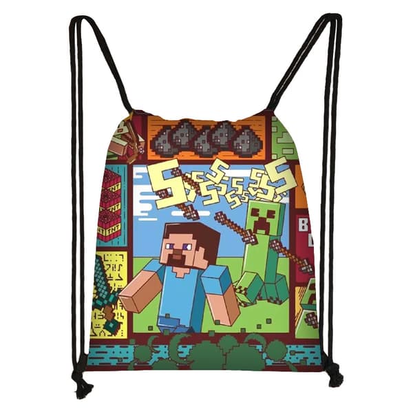 Minecraft Snørepose Barn Stor Kapasitet Organizer Bag-2