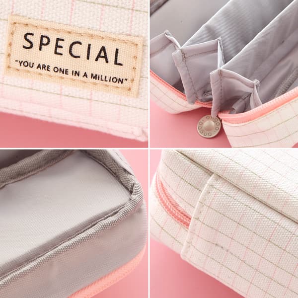 Etui med blyantgitter, blyantpose med 3 rum, brevpapirpose