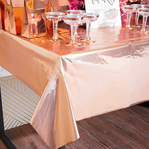 Rektangulær Rose Gull Folie Duk, 146x260cm, Plast Alumin