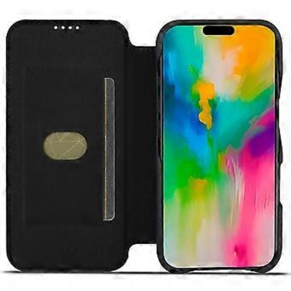 LC.IMEEKE iPhone 16 -kotelo korttipaikalla, jalustalla ja nahkaisella suojakuorella Style B