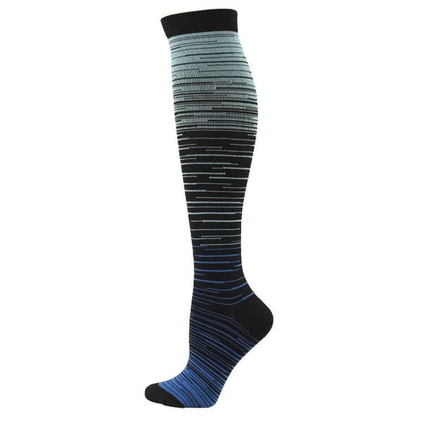 7 par stribede gradient lange sokker, sports kompressionsstrømper - S/M