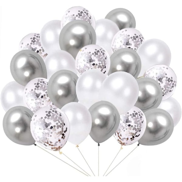 60 stk. balloner, 12 tommer sølv balloner metalliske latex