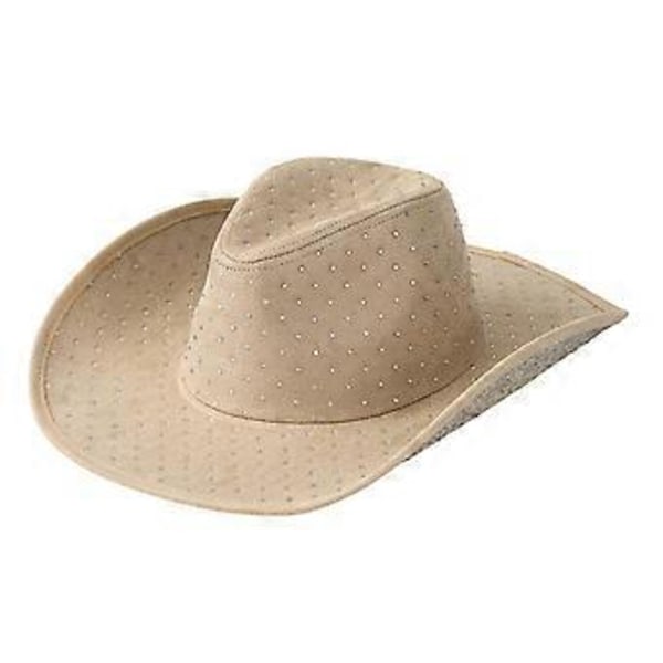 Brud Party Hatt Kristall Cowboyhattar för Disco House Cocktailpartyn Semester Glittrande Kristall för Komiker Ljusbrun Light Brown