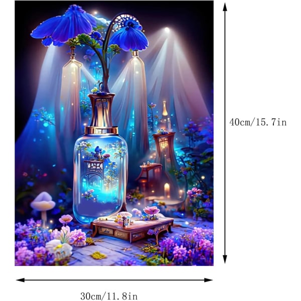 30 × 40cm DIY Diamond Art Painting Kit, 5D Blue Flower Pictures P