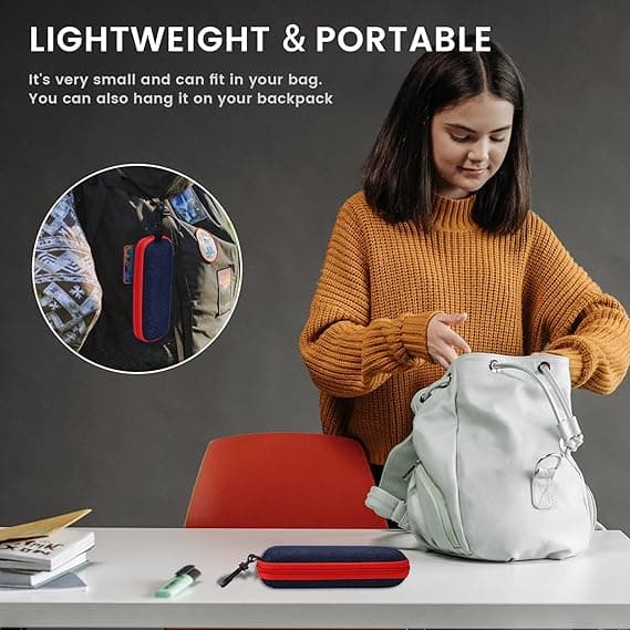 3-pack blå, vit och röd bärbar glasögonfodral i denim med dragkedja