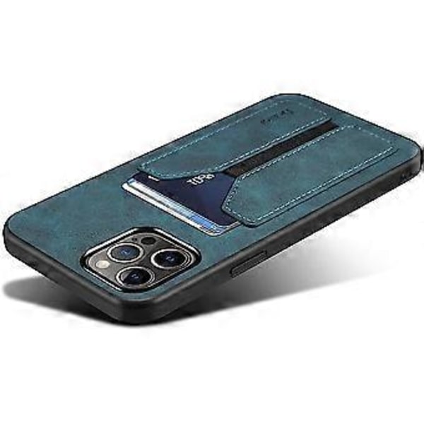 Kotelo iPhone 12 Pro:lle, PU-nahkainen lompakkokotelo luottokorttipaikalla, erittäin ohut suojakotelo iPhone 12 Pro 6,1 tuumalle (sininen)