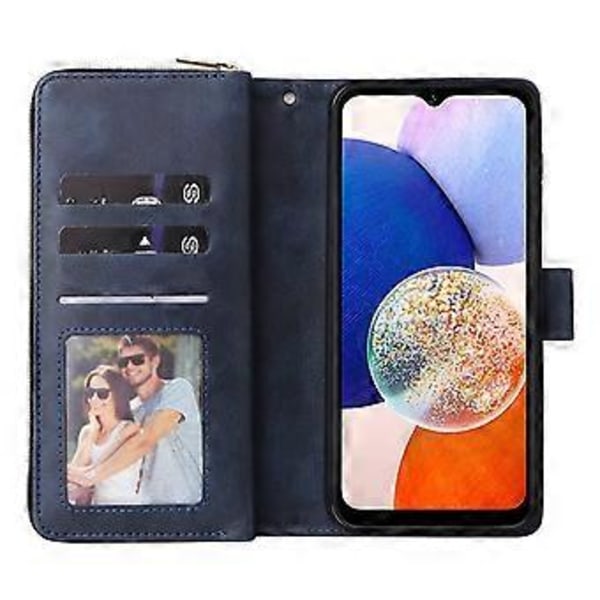 För Samsung Galaxy A15 4G/A15 5G Fodral Läder 9 Kortplatser Telefonfodral med Handledsrem Style B