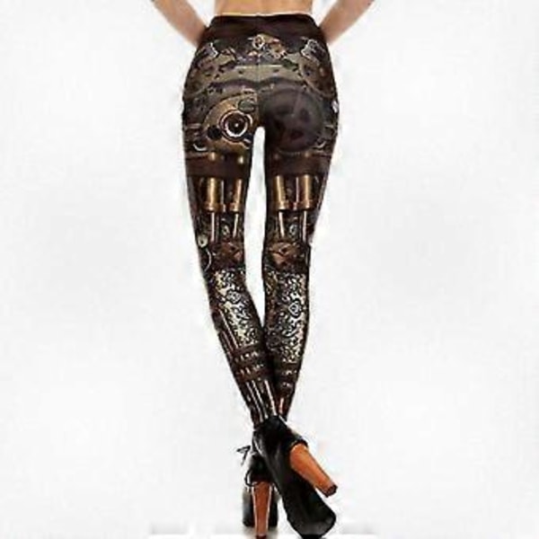 Højtaljede leggings med print til kvinder - Kompressionstights til fitness og sportsaktiviteter S