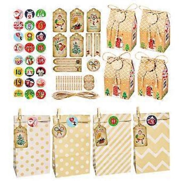 1 Set Jul-tema Presentpåse Kreativ Bedårande Papperspåse Presentförpackningspåse