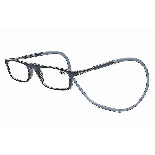 Reading Glasses High-grade Tr Magnetic Absorption Hanging Neck Funky Readers Glasses.1.00 Magnification.Grey